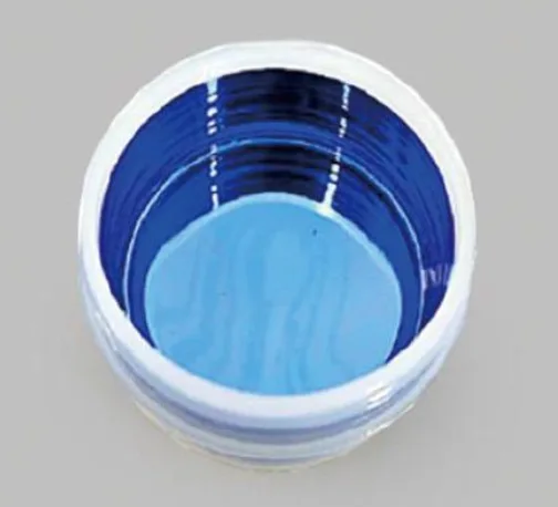Blue nano silver paste shown in a small open sample cup.